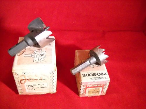 TWO VERMONT AMERICAN WOOD BORE BITS 1-3/4&#034; SELF FEED NEW,1-1/4&#034; USED