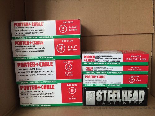 8 boxes porter cable &amp; steelhead galvanized brad nails 5,000 count 5/8&#034; - 2&#034; for sale
