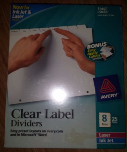 Avery Index Maker Clear Label Dividers 8 Tabs 25 Sets 11447 Laser and Ink Jet