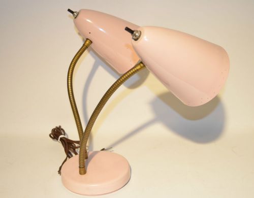 Vintage Art Deco Double Gooseneck Flexible Desk Lamp or Wall Lamp Pink