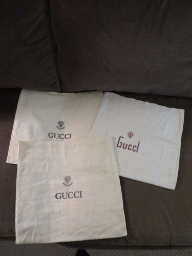 LOT OF 3 VINTAGE CLOTH DUST BAGS 100% COTTON MADE IN ITALY -- FOR GUCCI PURSES