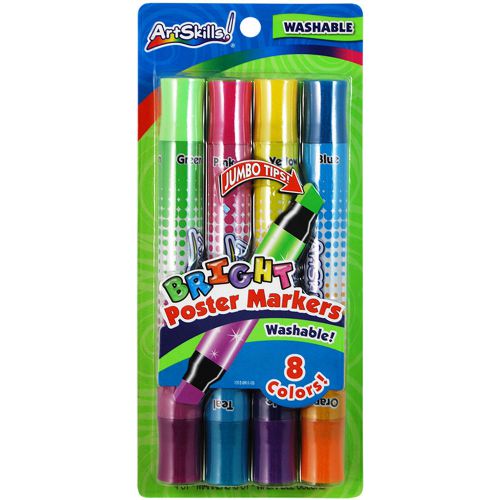Washable Poster Markers Double-Ended 1/2 Inch Chisel Tip 4/Pkg-Bri 672125012123