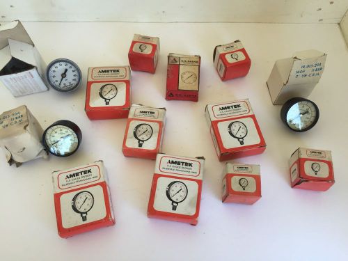 Vintage Gauges Lot 13 Total! Steampunk NOS New Old Stock Amtek Ashcroft LOOK! 5