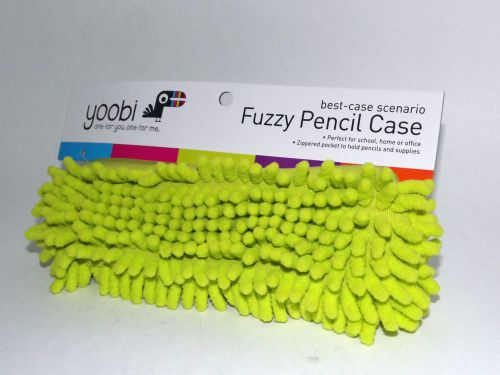 Yoobi Fuzzy Pencil Supply Case Green Zippered Pocket School