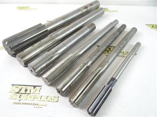 Lot of 7 hss straight &amp; reduced shank reamers 15/32 to 1-3/8&#034; yankee &amp; peerless for sale