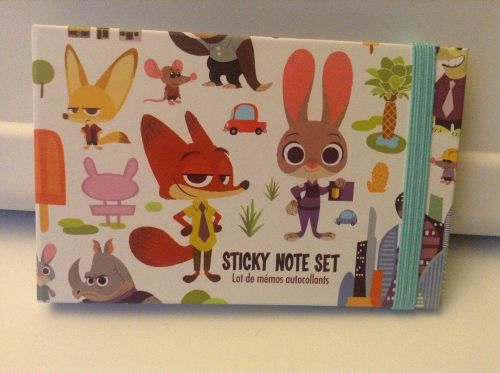 Disney Store Zootopia Sticky Note Set, 1 pen,  6 designs Post-Its NEW