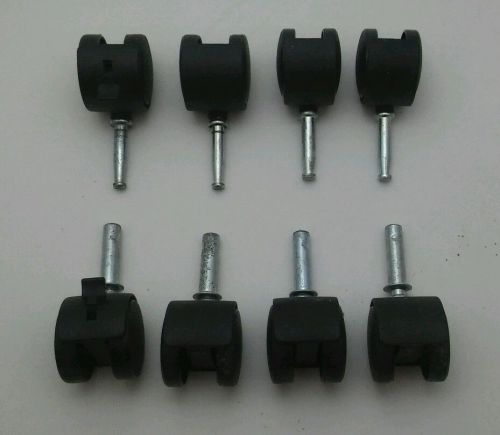 Lot of 8 stem casters 1 1/2&#034; wheels 1 1/2&#034; stems replacement chair casters
