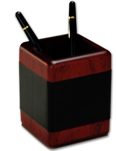 Home/office decor rosewood and leather inlay work-space pencil cup felt backing for sale