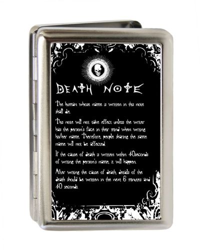 Death Note White Text on Black - Metal Multi-Use Wallet Business Card Holder