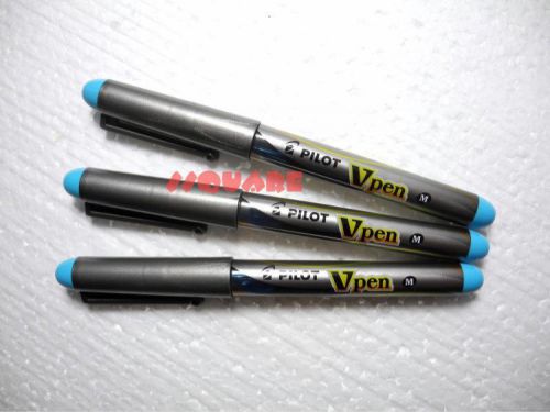3 x Pilot Vpen V-Pen Disposable Medium Nib Fountain Pen, Light Blue
