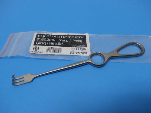 Volkman Retractor 8&#034; Sharp 3 prong Ring Handle Orthopedic Surgical Instruments