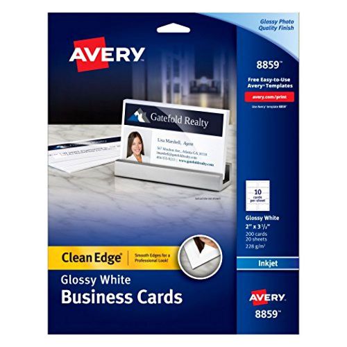 SALE Avery 8859 White Glossy Clean Edge Business Cards 2&#034; x 3.5&#034; 200 Count Photo