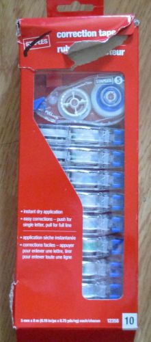 Staples 10 pack correction tape correcting mistakes up to 12 pt font 8.75 yds ea