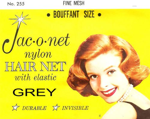 Jac-o-net  #255  bouffant size fine mesh hair net  w/elastic (1) pcs.  grey for sale