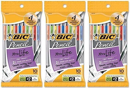 BIC Pencil Xtra Life, Medium Point (0.7mm) 30 Pencils (3 X 10 Count Packages)