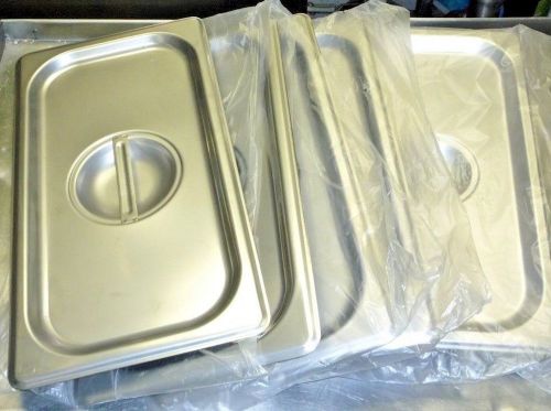 5 Flat Stainless Steel Third Steam Table Pan Flat Lids / Covers