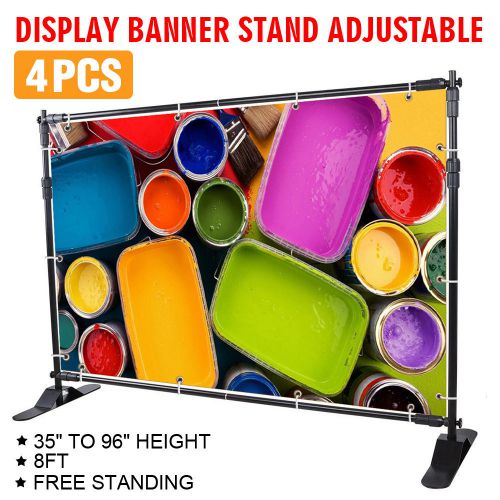 4Pcs 8&#039; Banner Stand Advertising Printed Set Trade Potable Portable 54&#034; To 96&#034;
