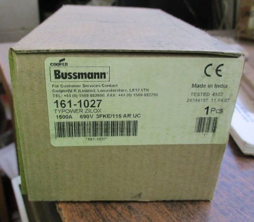 New cooper bussmann typower zilox 1500 amp fuse 161-1027 for sale