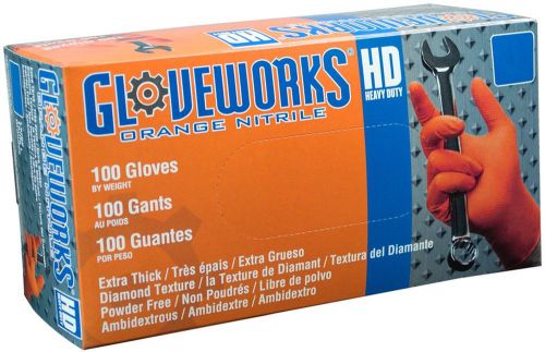 Ammex gwon gloveworks orange nitrile glove latex free disposable 8 mil thickn... for sale