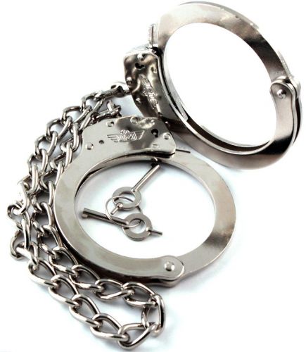 Uzi  silver plated steel leg irons police restraints bondage cuffs new for sale