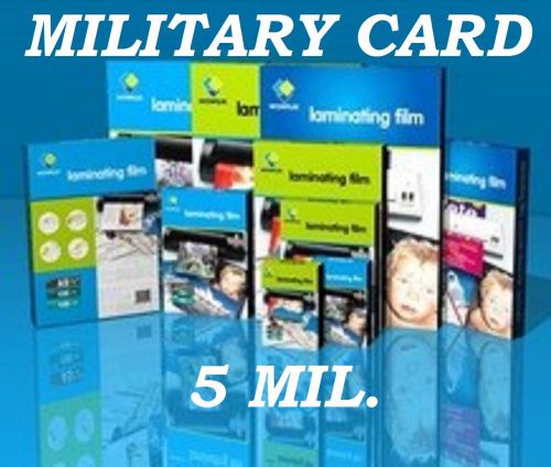 5 mil military card 100 pk quality laminating pouches sheets 2-5/8 x 3-7/8 for sale