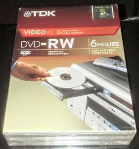 TDK DVD-RW 4x 4.7GB 5 Pack Rewriteable DVD New Sealed Video Discs