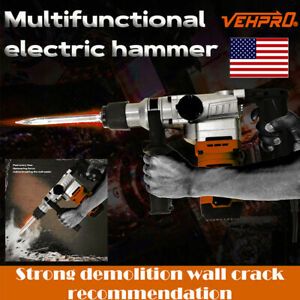 1050W Electric Demolition Jack Hammer Concrete Breaker Punch Chisel Bit Set