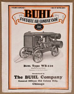 BUHL Portable Air Compressor Sales Brochure circa 1927 BEAUTIFUL RARITY!