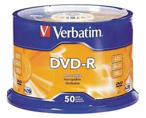 VERBATIM VER95101 DVD-R Disc,4.70 GB,120 min,16x,PK50