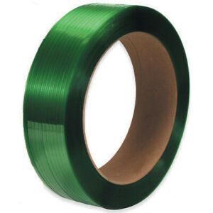 5/8&#034; x 2200&#039; Green 16 x 3&#034; Core Polyester Strapping 2/Case