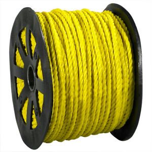 1/4&#034; Yellow Twisted 1,150 lb Polypropylene Rope, Single Roll