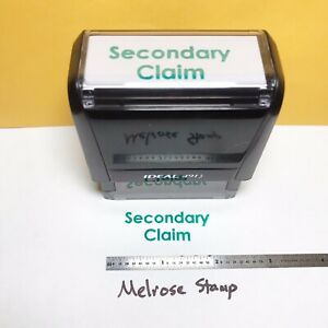 Secondary Claim Rubber Stamp Green Ink Self Inking Ideal 4913