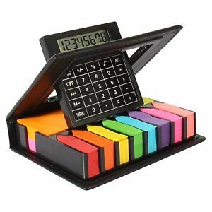 Sticky Note Memo Pad with Arrow Flags in PU Leather Case with Calculator