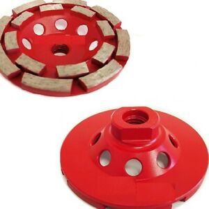 4” Double Row Diamond Cup Wheel 5 Pieces for Lapidary Concrete Masonry Grinding