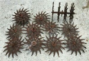 15 Rotary Hoe Tiller Cultivator Wheels, Rustic Metal Farm Garden Art Steampunk