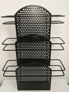 Black Three Tier Wall Mount Metal Work or Home Office Mail File Letter Sorter