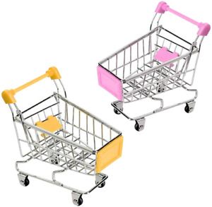 Hvogvok Mini Supermarket Handcart, 2 Pcs Mini Shopping Cart Shopping Utility Car