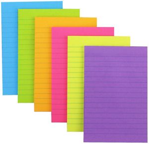 Sticky Notes with Lines Lined Sticky Notes 4x6 Bright Multi Colors 6 Pads 45 She