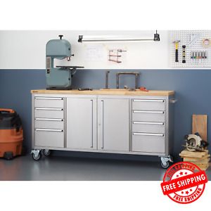 TRINITY 72&#034; Stainless Steel Rolling Workbench