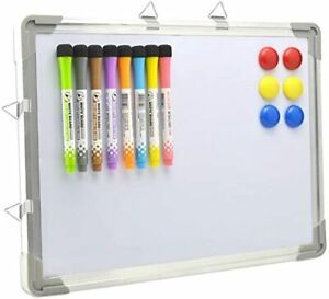 Dry Erase White Board 12&#034; x 16&#034; Hanging ,8 Magnetic Markers 6 Magnets,Portable