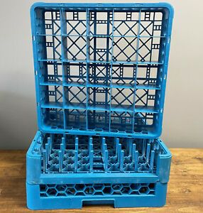 Set of 3 Carlisle Commercial Dishwasher Racks 2x RG25 1x ROP