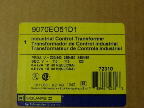 Square D Industrial Control Transformer 9070EO51D1 *NEW* Unopened