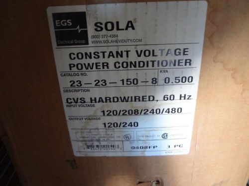 Sola cvs constant sine wave voltage output power conditioner 23-23-150-8 500va for sale