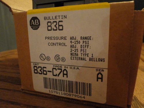 Allen Bradley 836-C7A Pressure Control  sWITCH 4-150 psi 2-25 diff.  ( NIB )