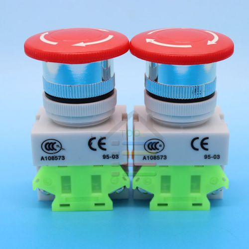 New 2x emergency stop switch push button mushroom 600v 10a n/c 4screw terminals for sale