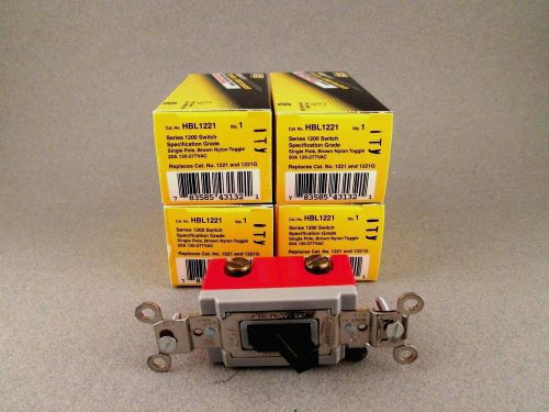 New - LOT OF 4 - Hubbell Series 1200 Toggle Switch - Cat.No. HBL 1221 Brown, 20A