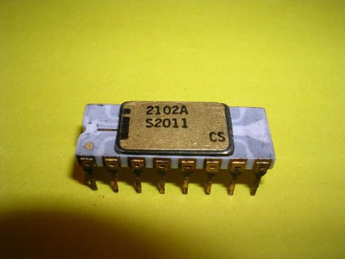 Intel C2102A CS Static RAM Chip - White Ceramic with Grey Traces (Gold Dot)