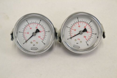 Lot 2 noshok pressure 0-15psi 2-5/8 in 1/4 in npt gauge b298289 for sale