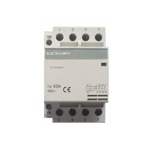Lighting Contactor 60A, NC 4 Pole 110VAC coil, 40AMP DIN IEC 120V 30A AC3 4P 50