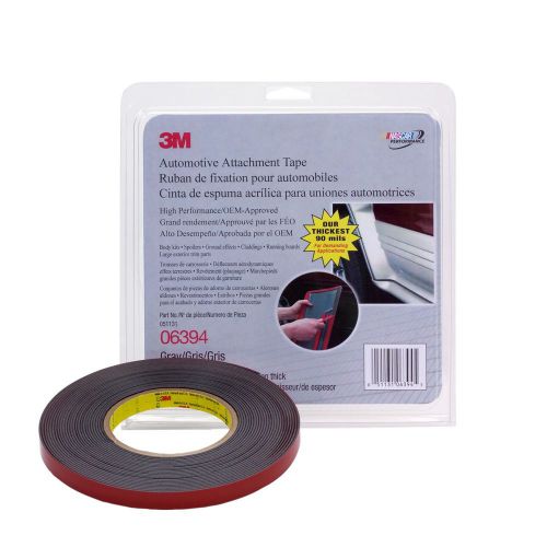 3M Automotive Attachment Tape, Gray, 1/2 inch x 10 yards, 90 mil, 06394 (1 roll)